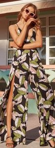 NWT New Lulus San Tropez Black Print Jumpsuit M